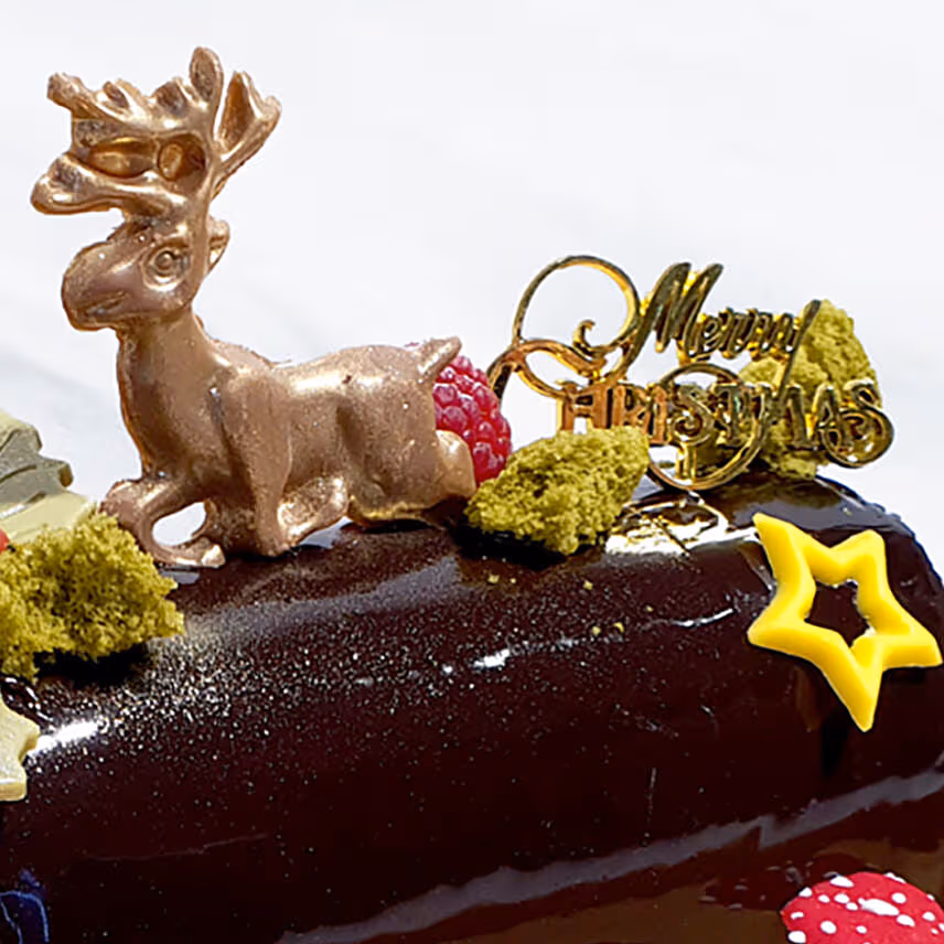 Chocolate Hazelnut Yule Log Cake