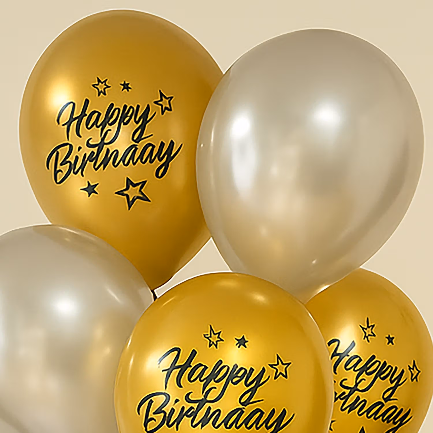 Elegant Silver and Gold Birthday Balloons - Helium Filled Set