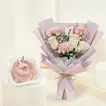 بوكيه ورد و قرنفل مع ميني كيك للأم