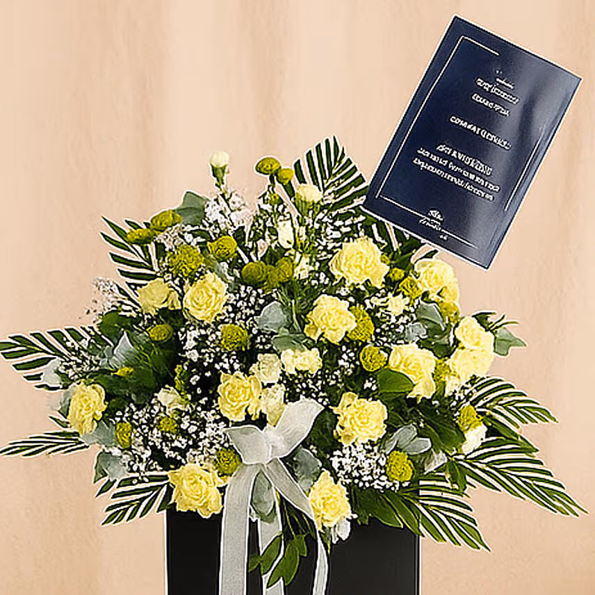 Bless Your Soul Condolence Mixed Flowers Black Stand