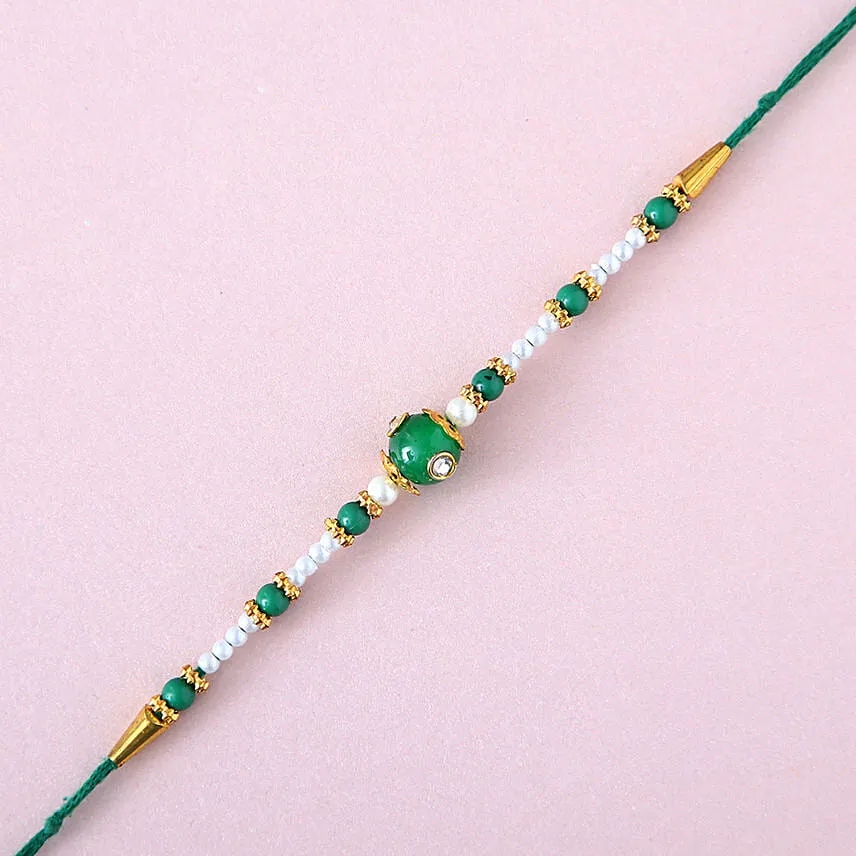 Sneh Fancy Green Rakhi & Almonds
