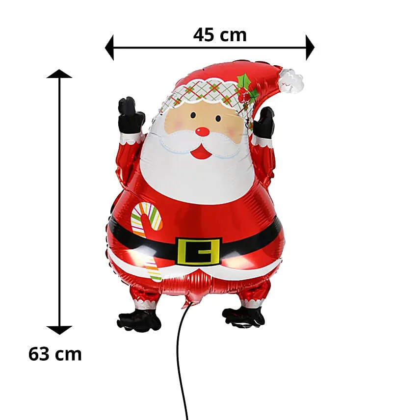 Santa Balloon and Poinsettia Plant