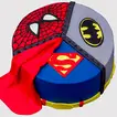 Superheroes Fondant Cake with Marvel and DC Logos
