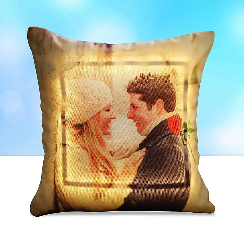 Personalised Led Cushion For Couple With Card