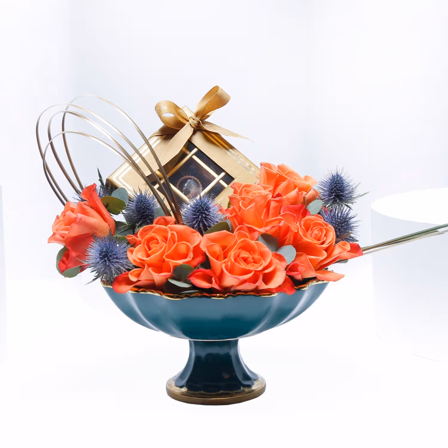 Orange Roses with Empire Chocolate Box