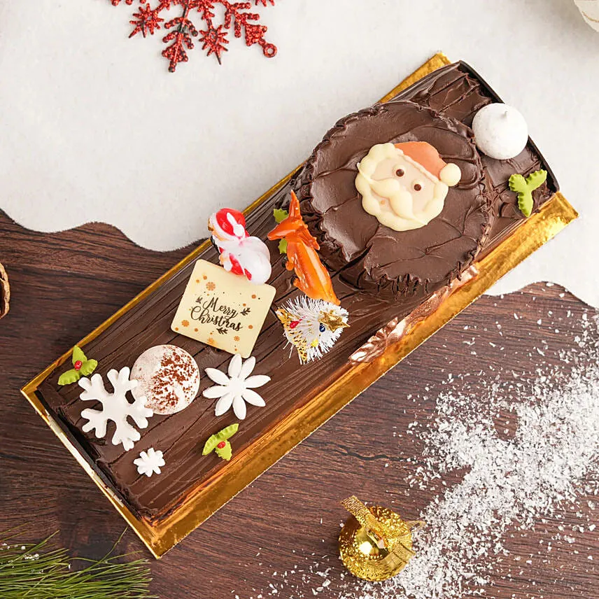 Decorative Chocolate Log Cake 8 Portion