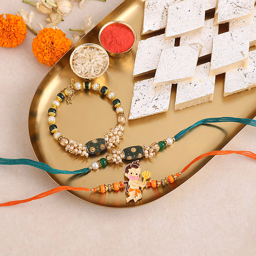 Sneh Classic Family Rakhi Set & Kaju Katli