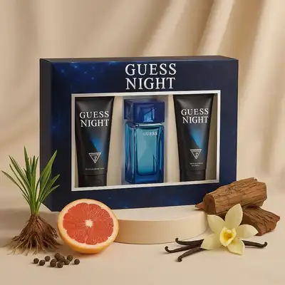 Guess Night Premium Gift Set for Men - Eau de Toilette, Shower Gel, and Body Spray