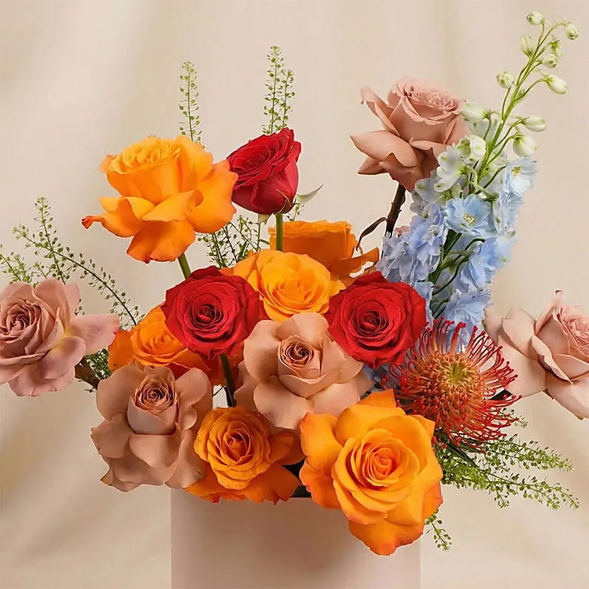 Sunset Flowers Arrangement Box