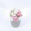 Mint Blooms Home Candle with Pink and White Lisianthus Arrangement