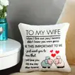 Romantic 'To My Wife' Printed Cushion - Heartfelt Gift for Her