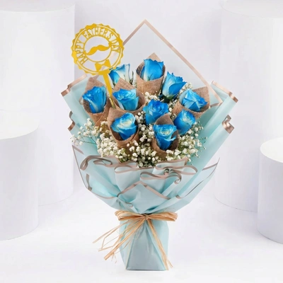 Elegant Father's Day Blue Royale Rose Bouquet