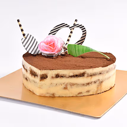 Delightful Tiramisu Heart Cake – Perfect for Celebrations