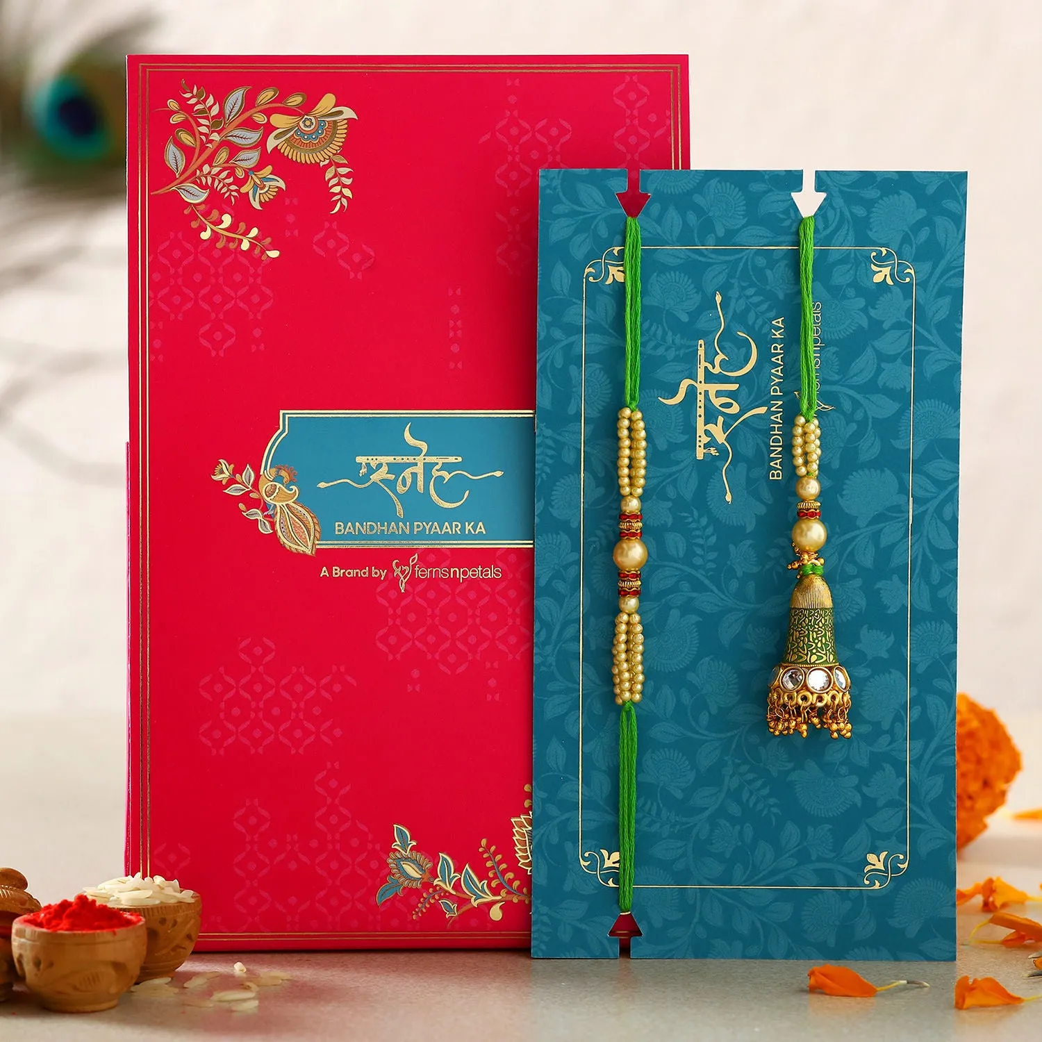 Green Pearl And Lumba Rakhi