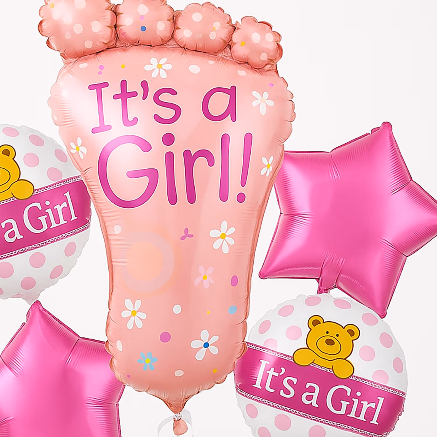 Adorable 'It's A Girl' Foil Balloon Bouquet - Perfect for Baby Showers