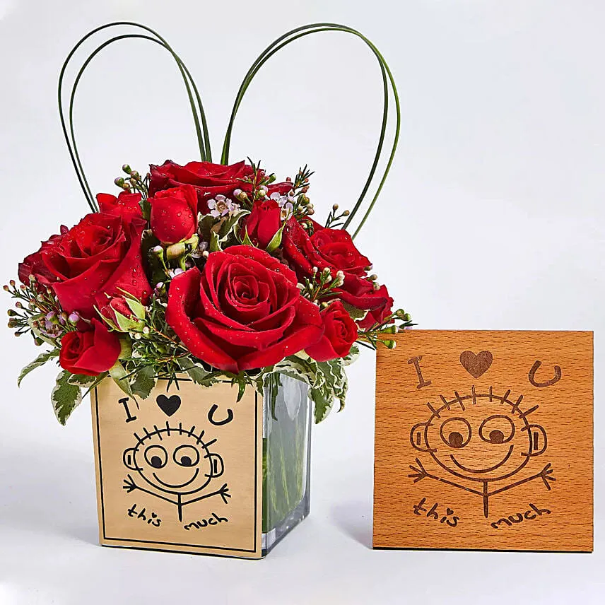 Love you This Much Flower and Plaque