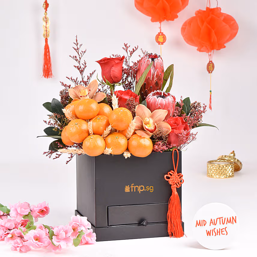 Joyful Mid Autumn Wishes Box with Pomelo