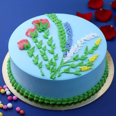 Elegance In Flowers Vanilla Cake