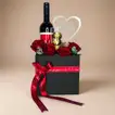 Elegant Romance Gift Box with Roses, Wine, and Chocolates