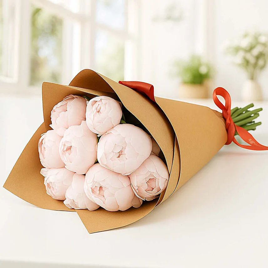 10 Light Pink Peonies Bouquet