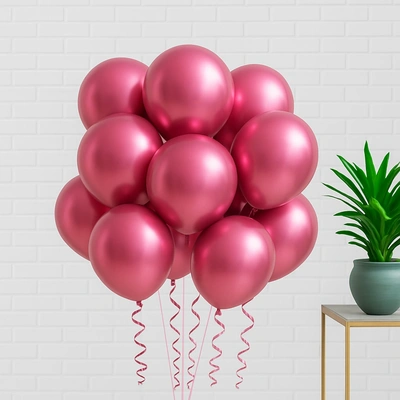 Elegant Set of 10 Pink Metallic Helium Balloons for Celebrations