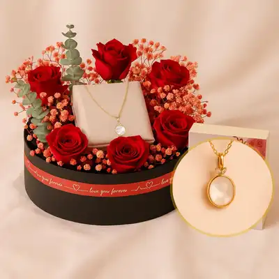 Roses n Fontenay Paris Heart Bow Gilded Necklace