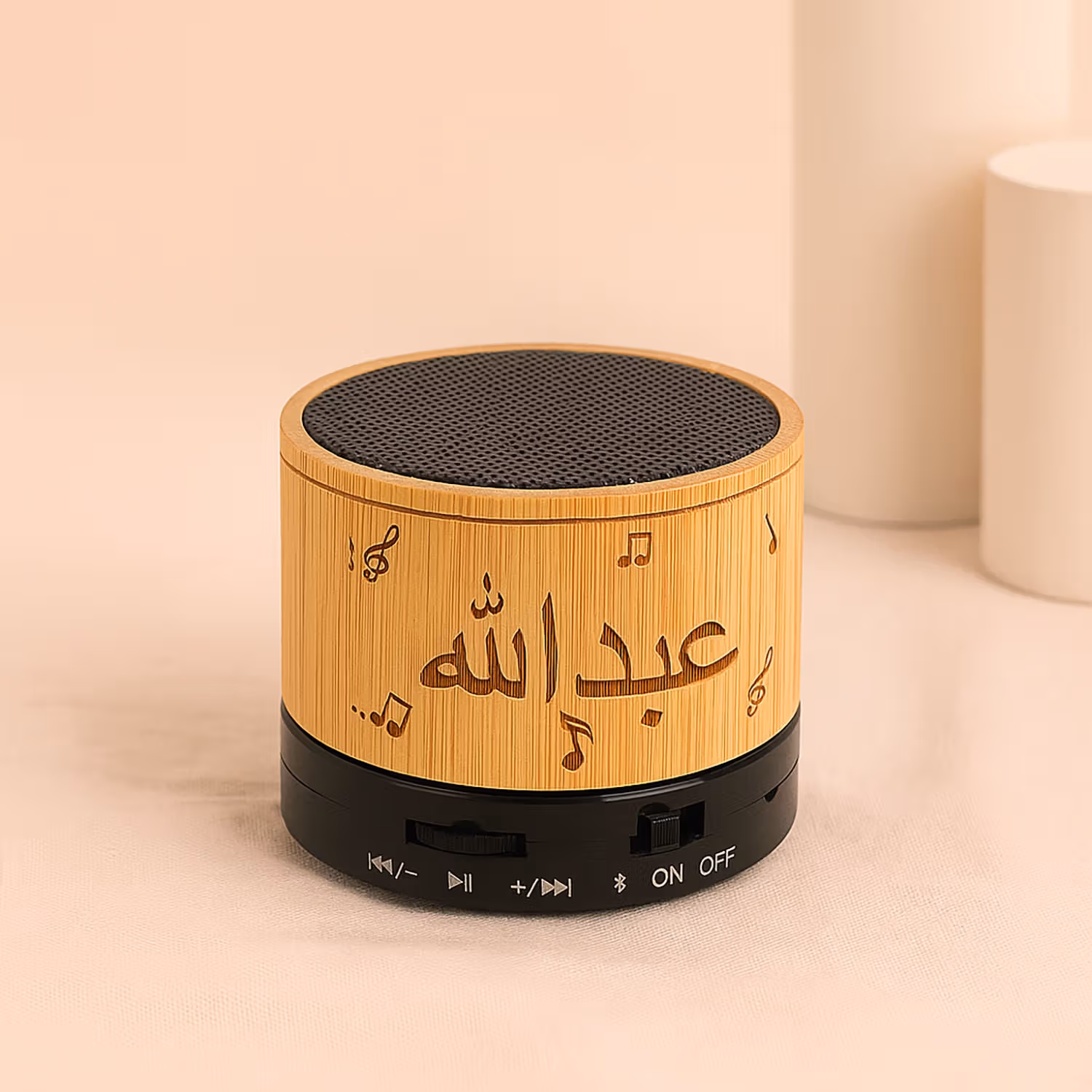 سماعة سبيكر من الخيزران منقوشة حسب الطلب