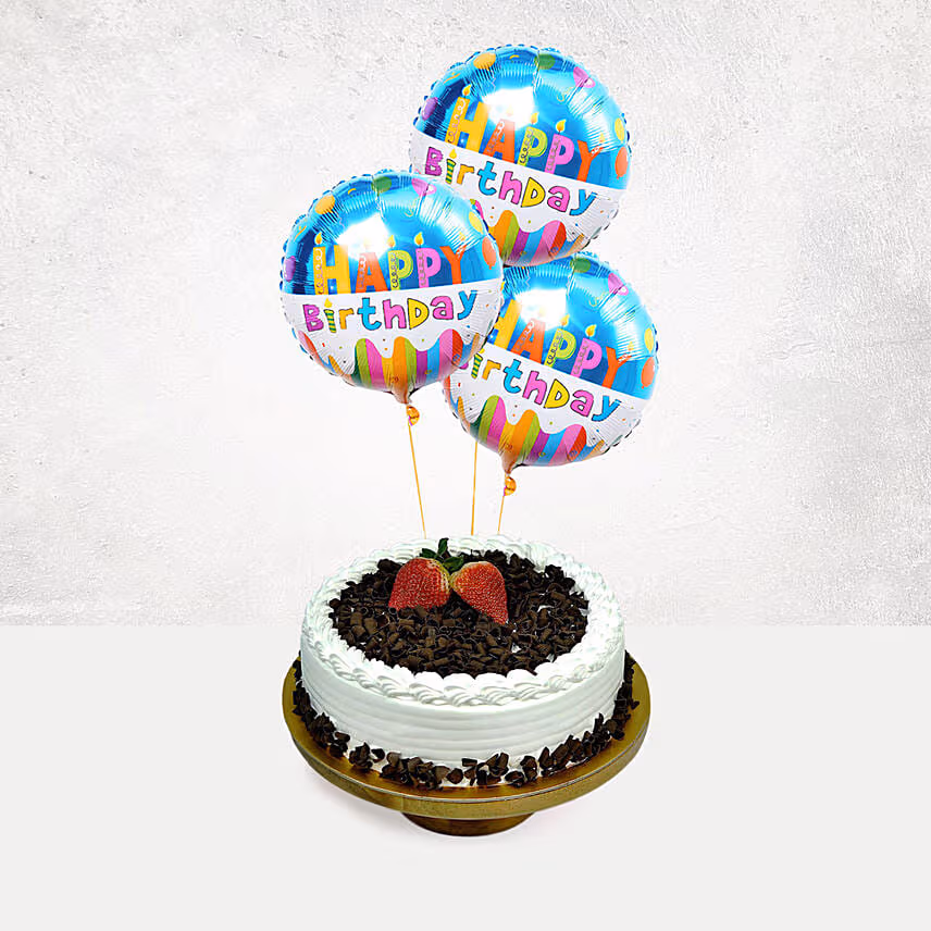 Black Forest Cake With Birthday Balloons