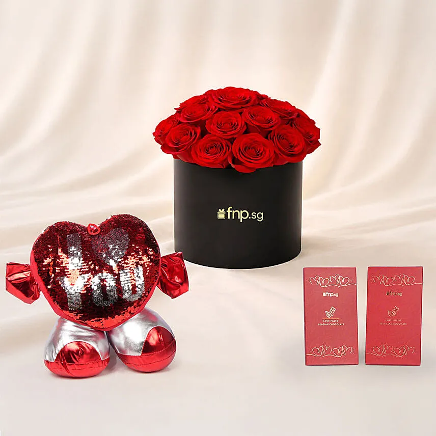 Box of Red Roses Bundle Gift for Valentine's