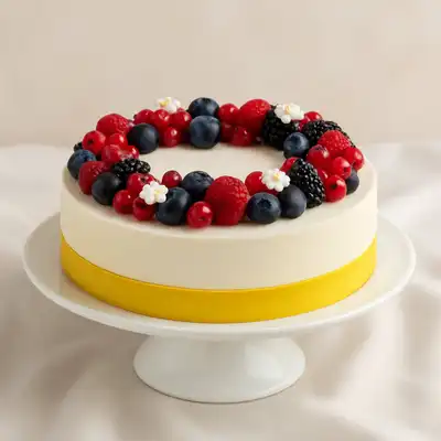 Berry Melody Birthday Delight Cake - A Festive Vanilla Berry Treat