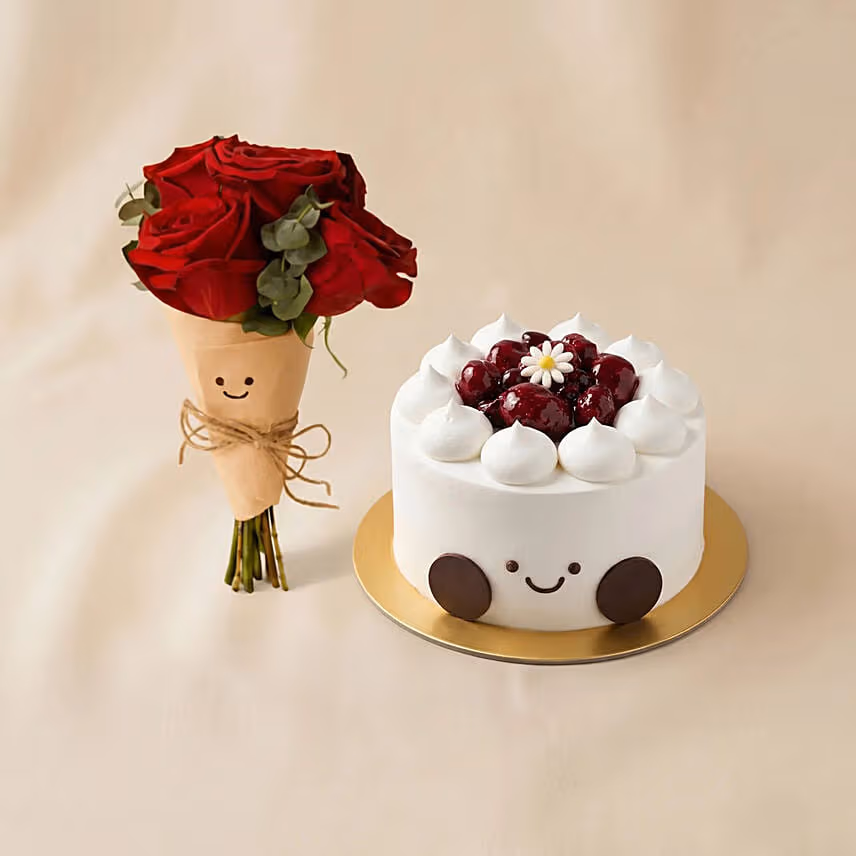 Smiley Mini Jelly Cat Bouquet and Cake