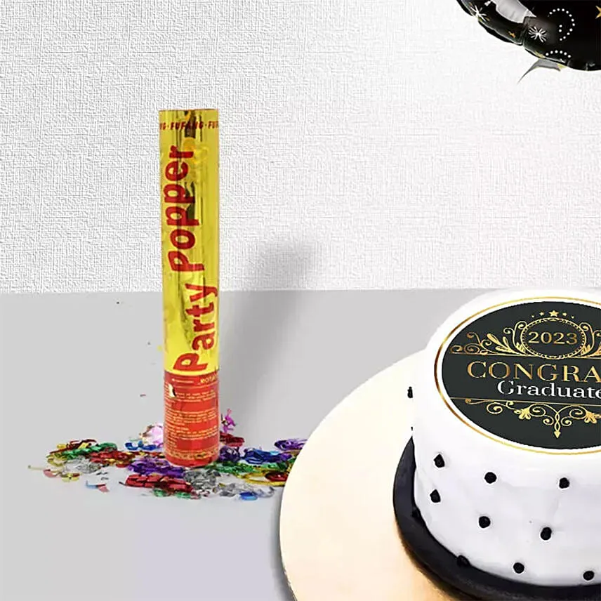 Graduation Congrats Chocolate Mini Cake & Balloons