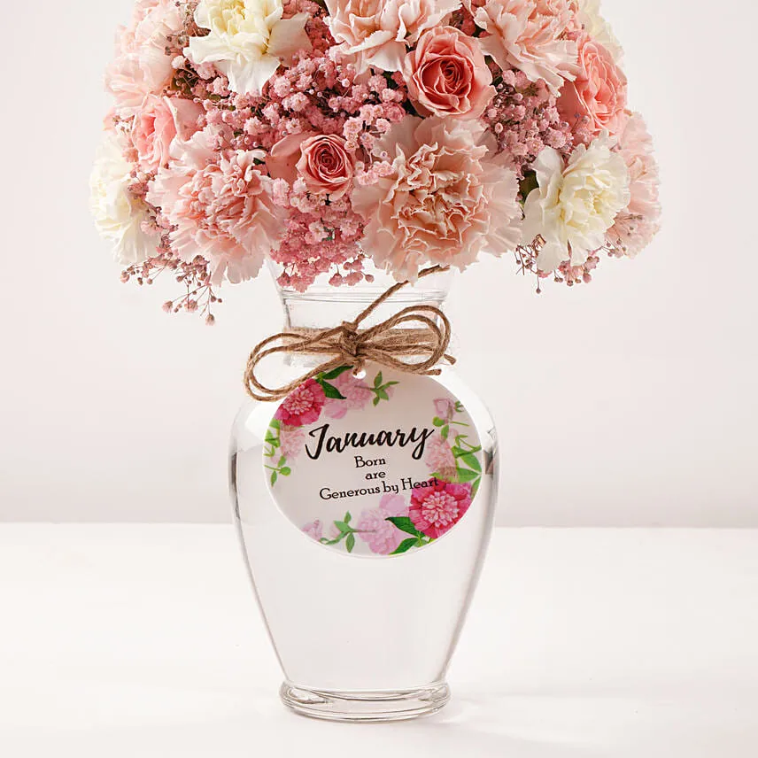 January Birthday Wishes Flower Vase