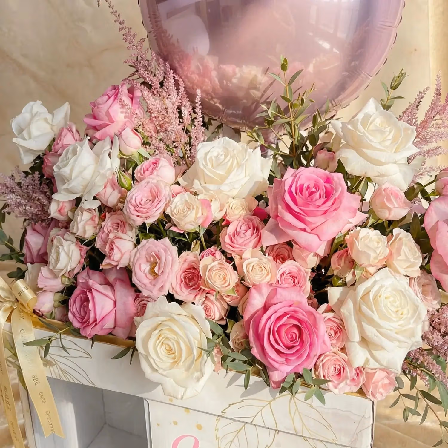 Luxurious Pink Pearl Celebration Box with Roses, Cupcakes & Perfume
