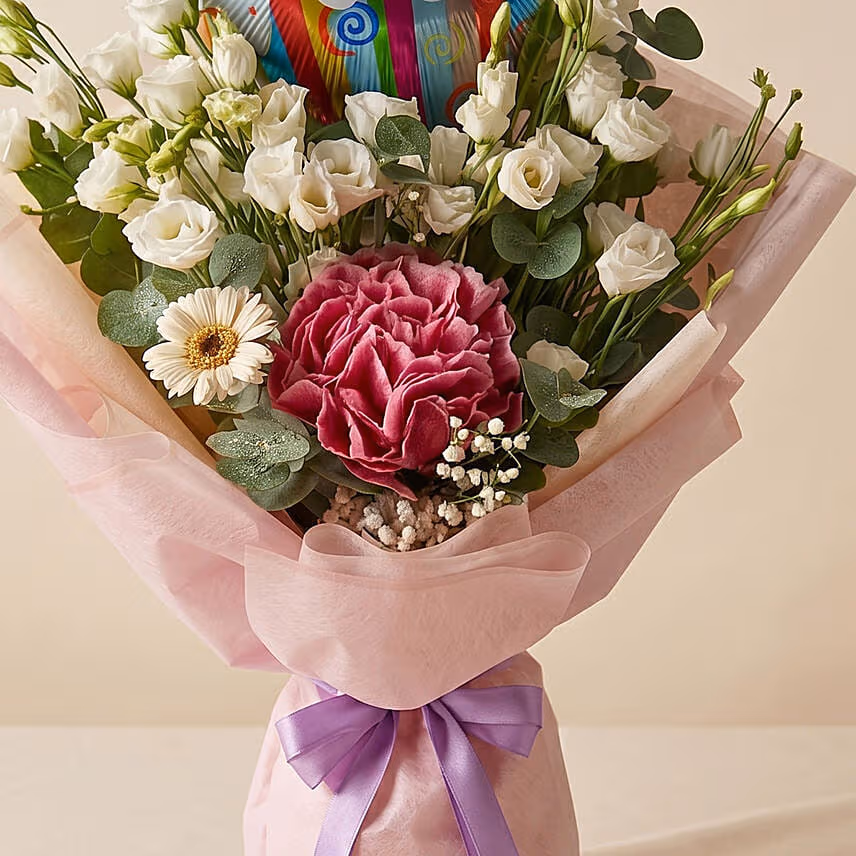 Birthday Wishes Flower & Balloon Bouquet