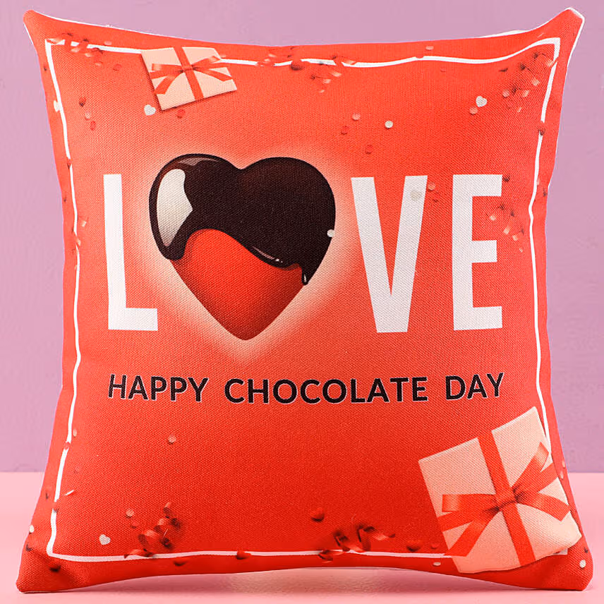 Happy Chocolate Day Love Printed Cushion