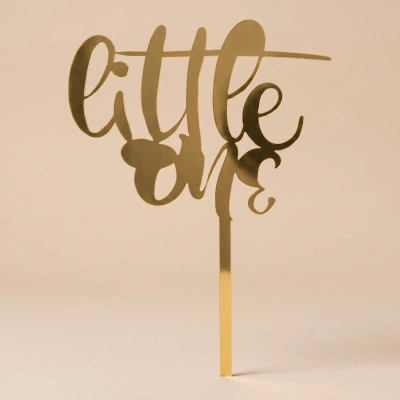 Elegant Gold 'Little One' Cake Topper - Perfect for Baby Showers and First Birthdays