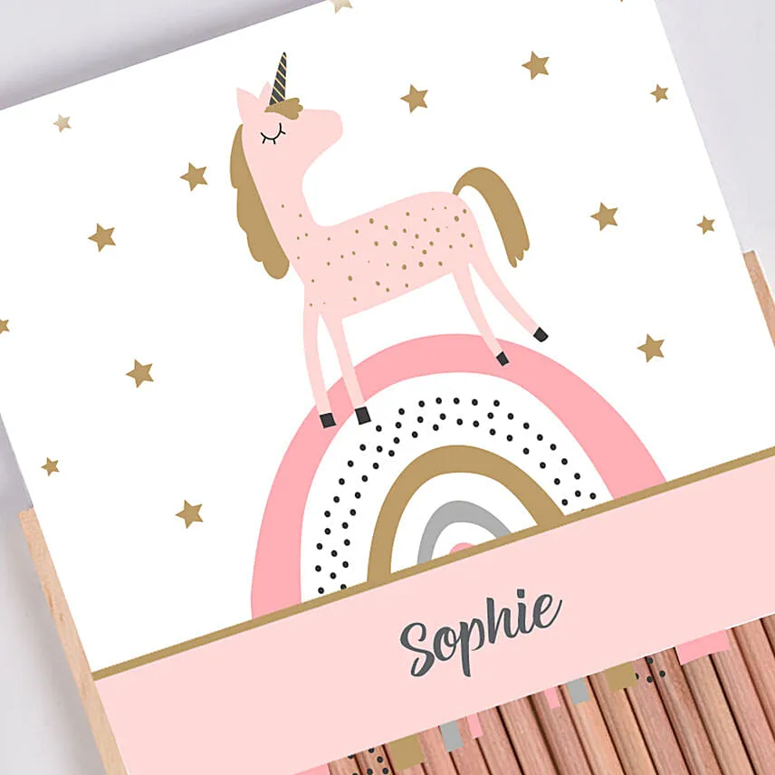 Unicorn personalised pencil set