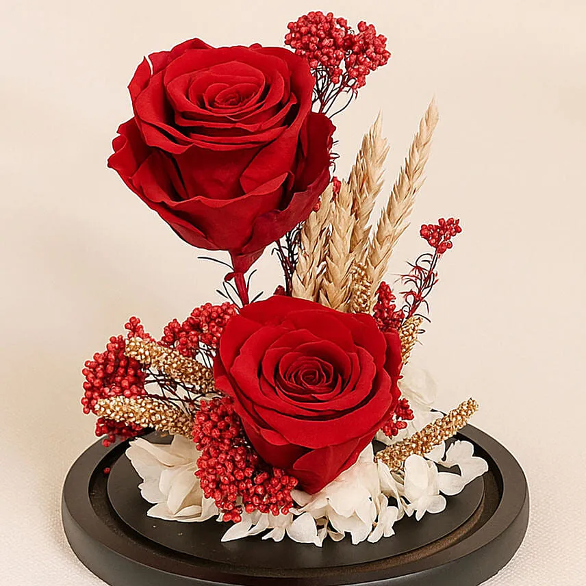 Dual Red Forever Roses in Dome