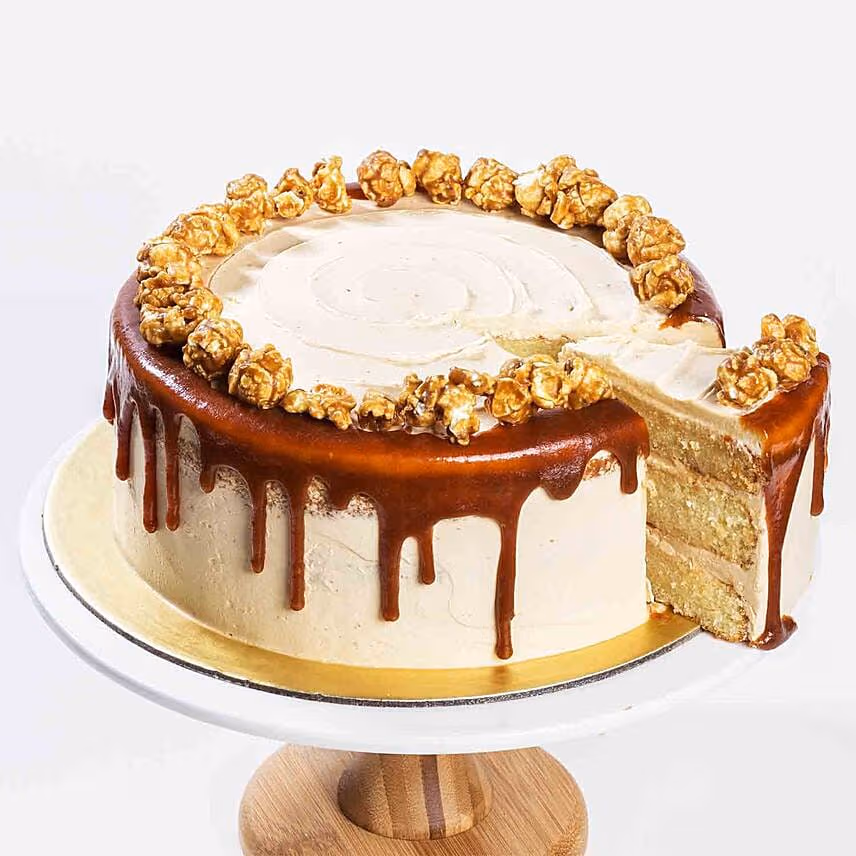 Salted Caramel Popcorn Cake