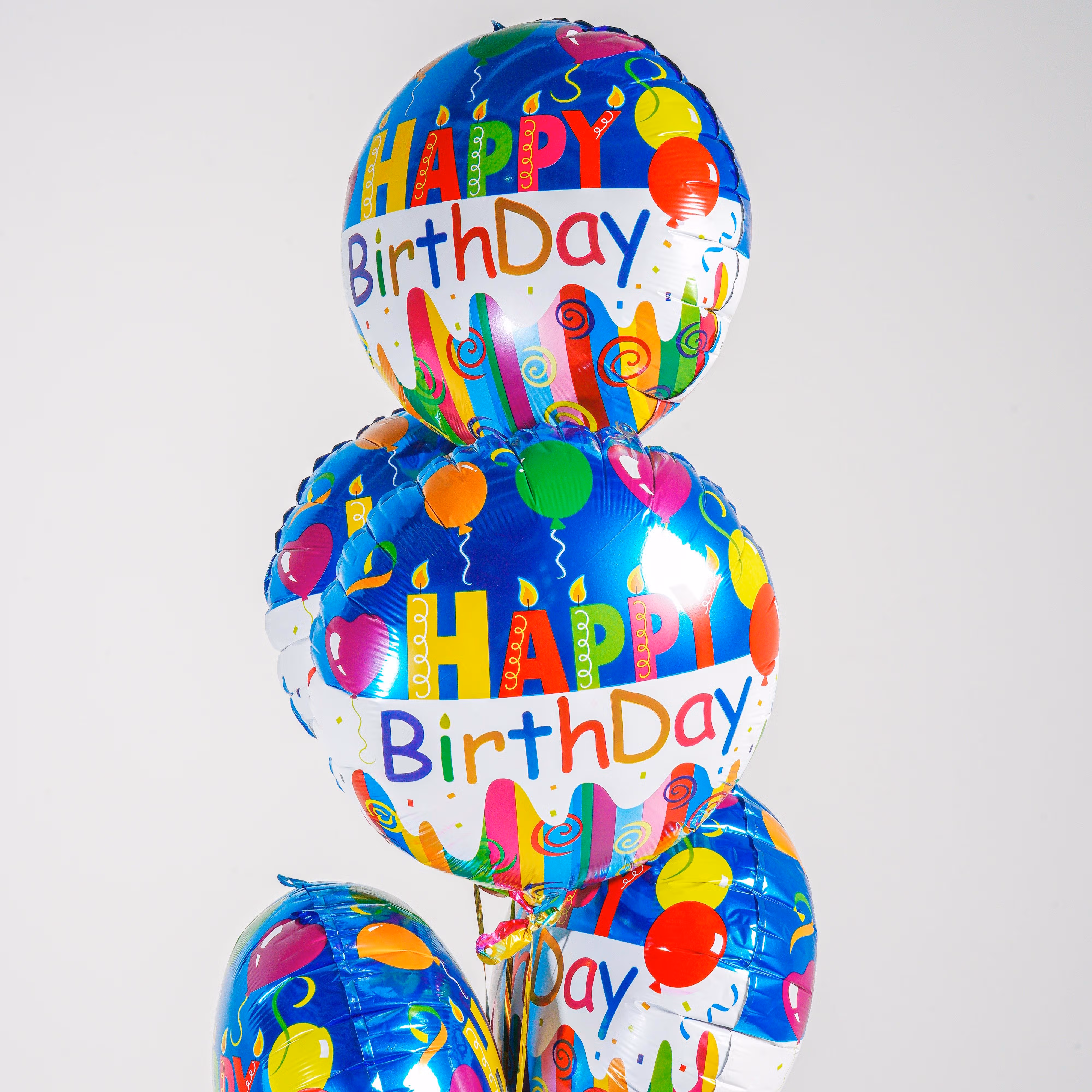 Vibrant Happy Birthday Foil Balloons - Set of 6 with Helium
