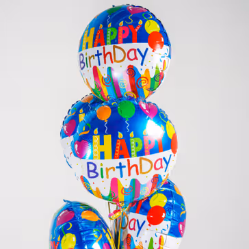 Vibrant Happy Birthday Foil Balloons - Set of 6 with Helium
