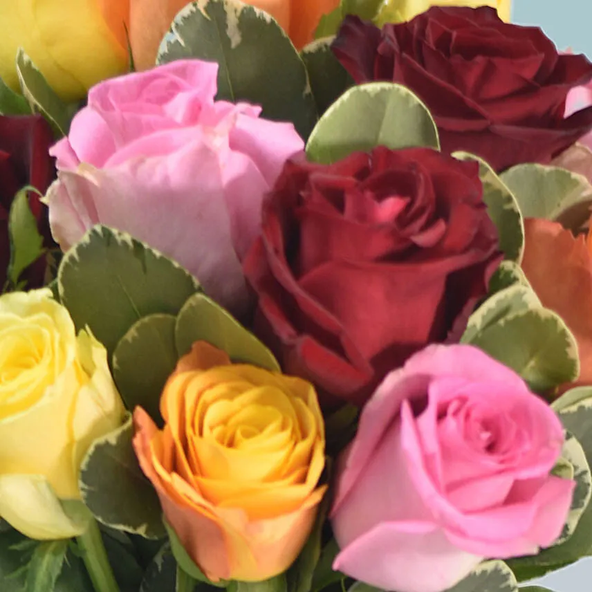 12 Vivid Roses in Vase