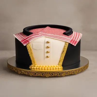 Saudi Thobe & Bisht Designer Cake - 1 Kg / Red Velvet