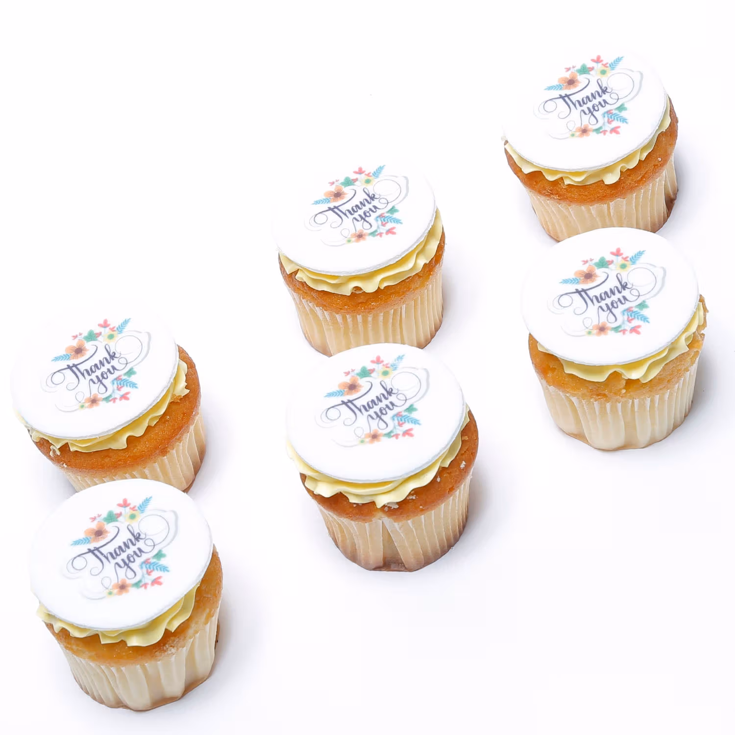Elegant Thank You Vanilla Cupcakes - Set of 6