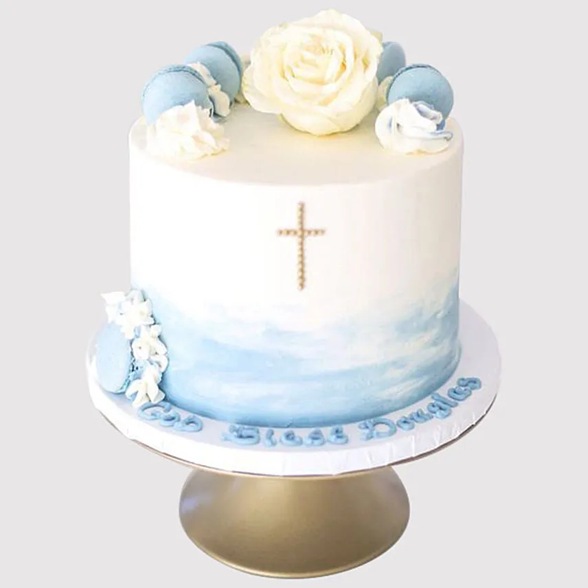 Floral Christening Butterscotch Cake