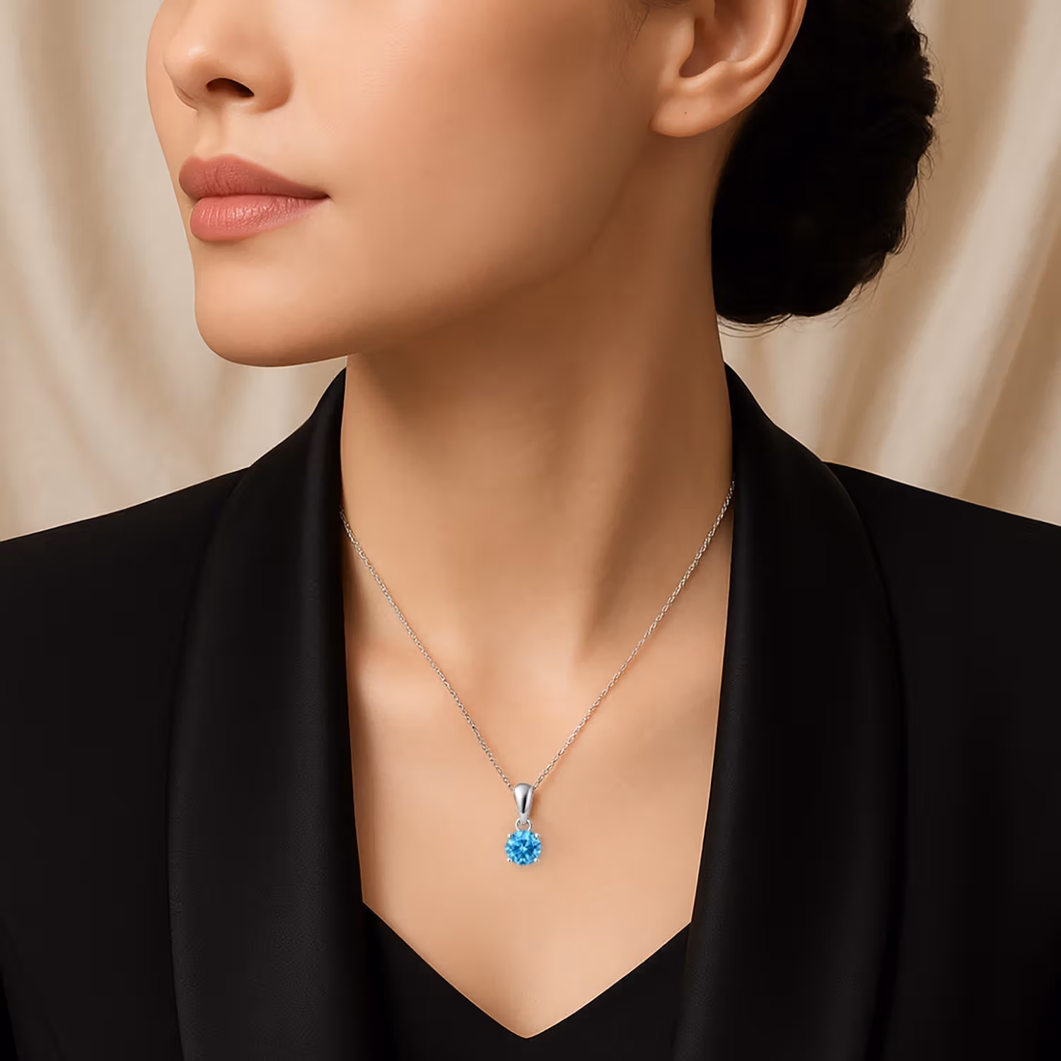 Blue Glow Silver Necklace with Rosy Desire Gift Box