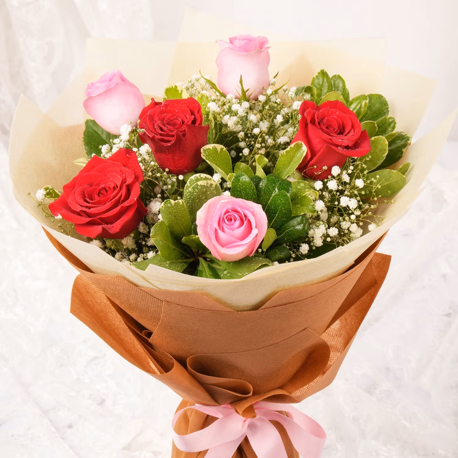 Sweet Harmony: Elegant Rose Bouquet with Decadent Chocolate Cake
