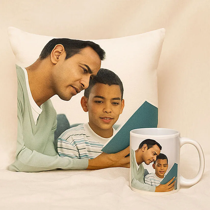 Cuddly personalized cushion and coffee mug