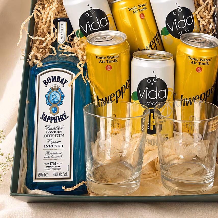 Gin and Tonic Hamper with Glasses